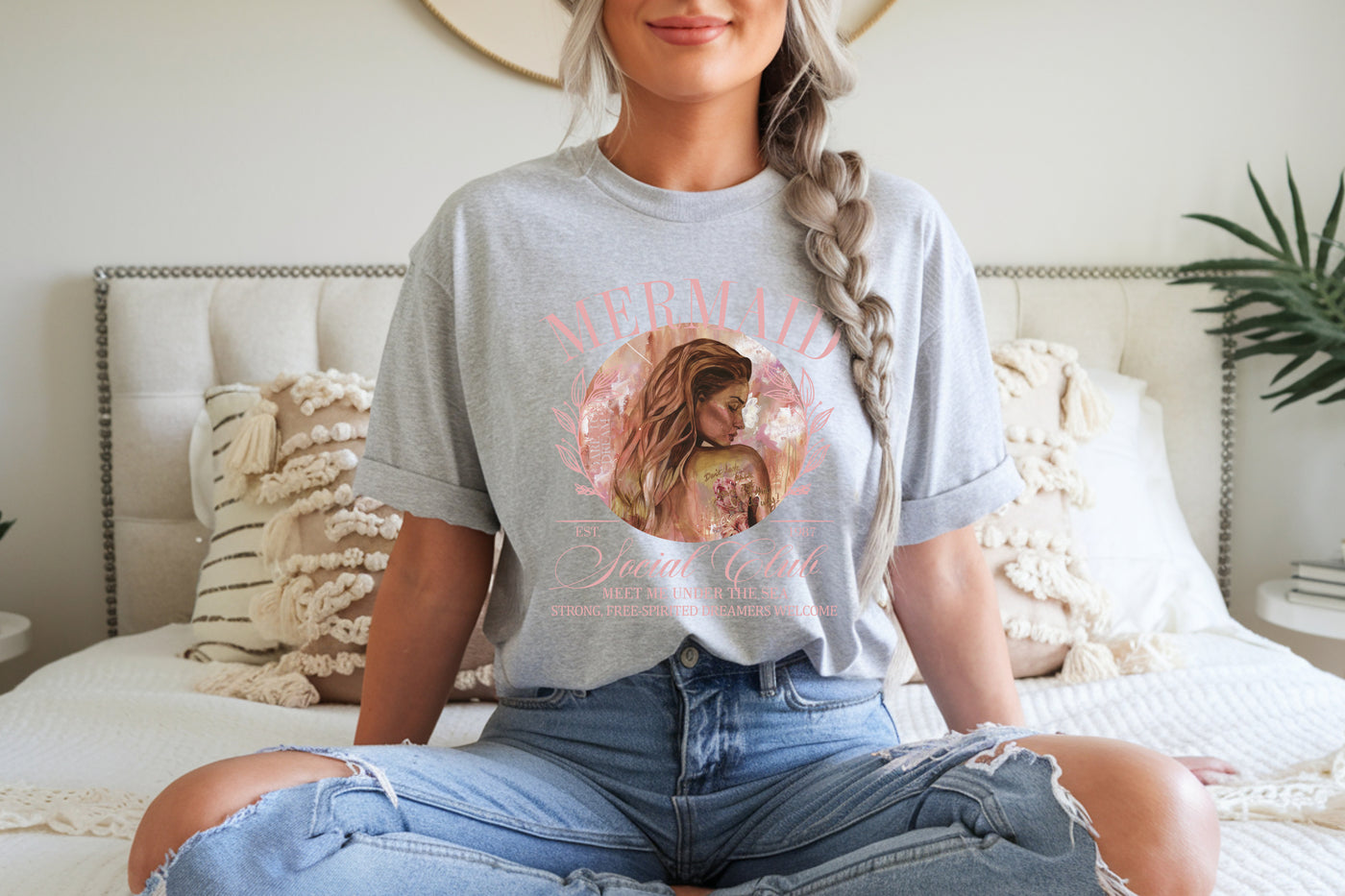 "Mermaid Social Club" A Fierce Dreamer ~ SoftStyle Boyfriend Tee